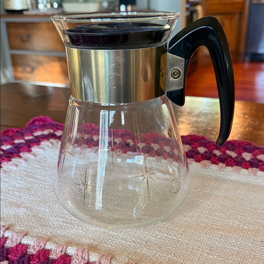 Retro Star Glass Coffee Carafe with Black Handle